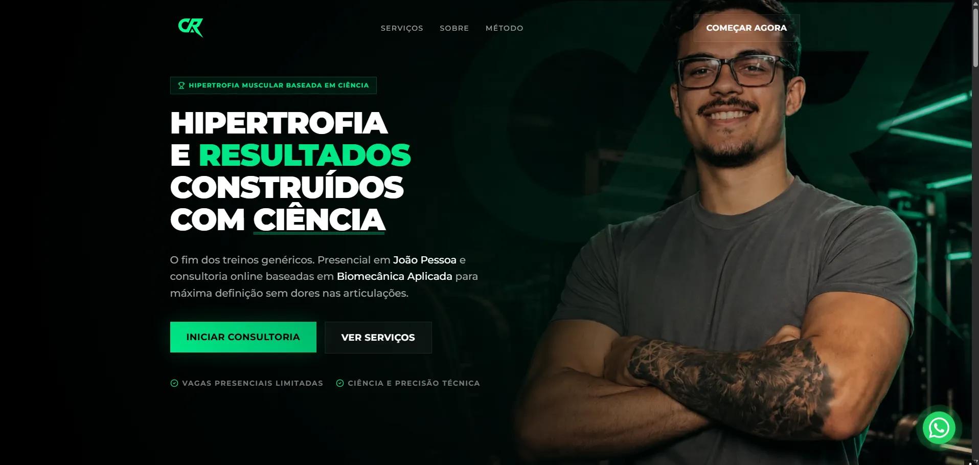 Interface do projeto Cauê Personal