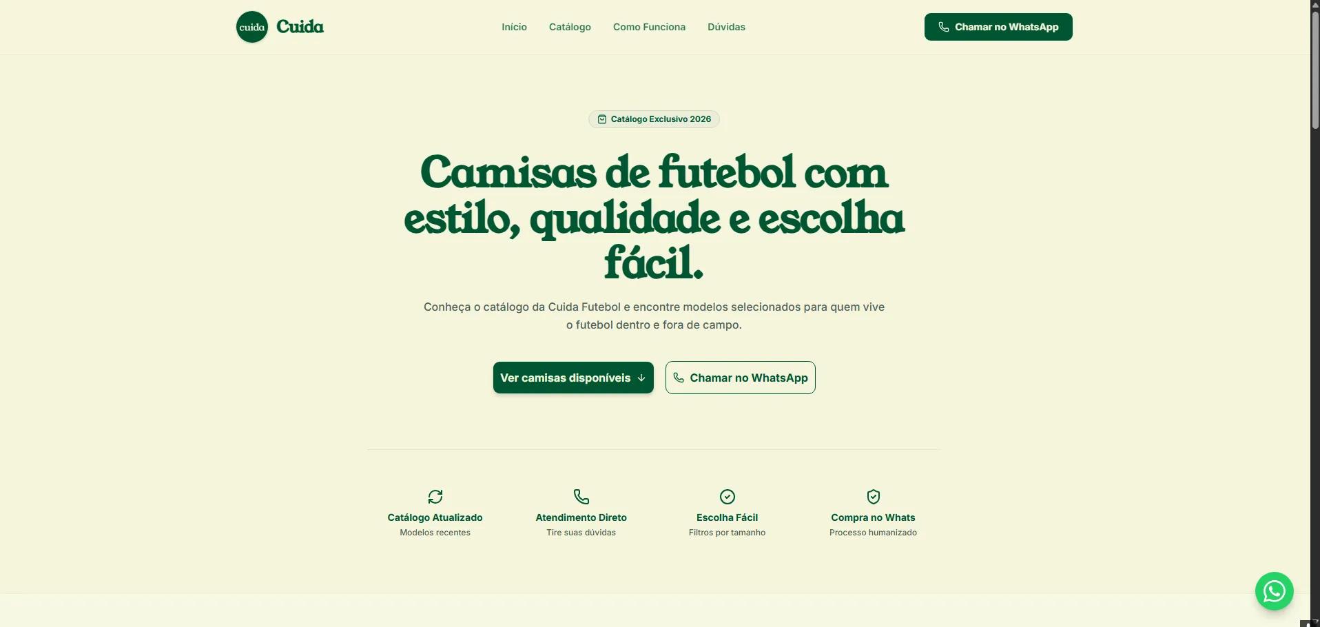Interface do projeto Cuida Futebol